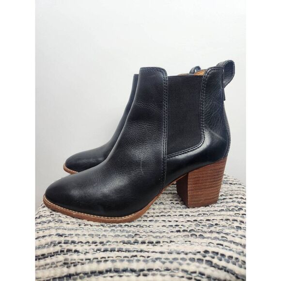 Madewell Black Leather Ankle Booties Heeled Womens Size 7 - Picture 1 of 7